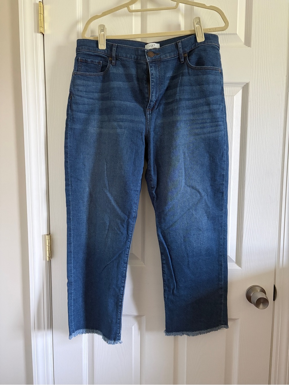 LOFT Women's Dark Blue Cropped Straight Jeans